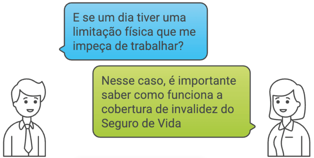 casal a conversar sobre a cobertura de invalidez do Seguro de vida associado ao crédito habitação